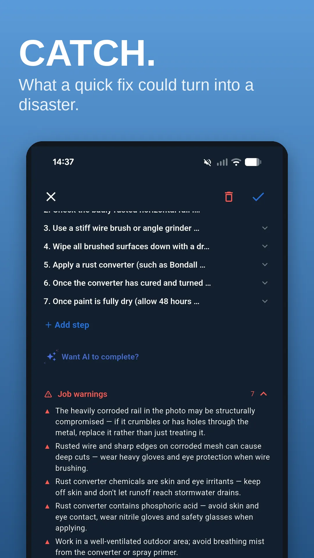 Jib app screen: Know when you legally need a tradie